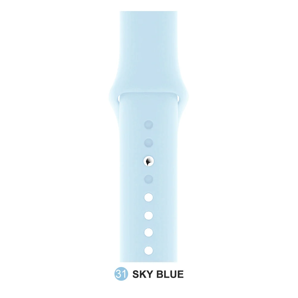 Sky blue Мягкий силиконовый сменный спортивный ремешок для Apple Watch версии 4, 3, 2, 1, 42 мм, 38 мм, браслет на запястье, ремешок для iWatch 4, 40 мм, 44 мм, спортивный - Цвет ремешка: Sky blue