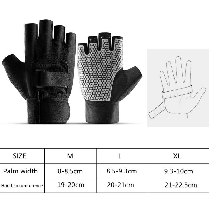 

Half finger Gym gloves With Adjustable Buckle Wrist protection weightlifting Bodybuilding hand wear EVA padded Anti-slip gloves