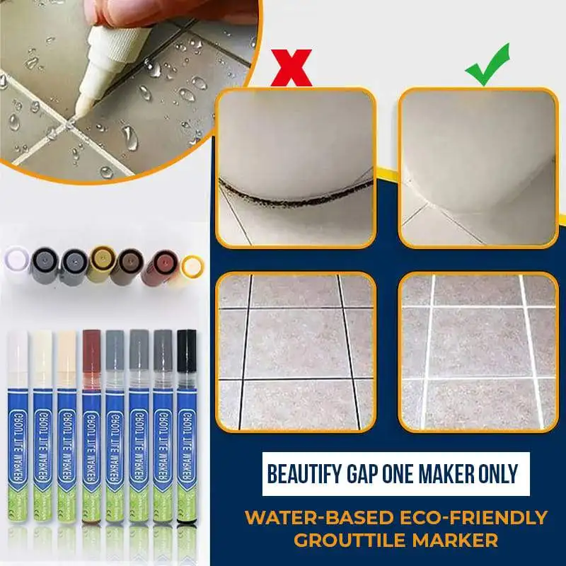 Цветная ручка белая для заправки плитки кафельная зазор ремонт ванной