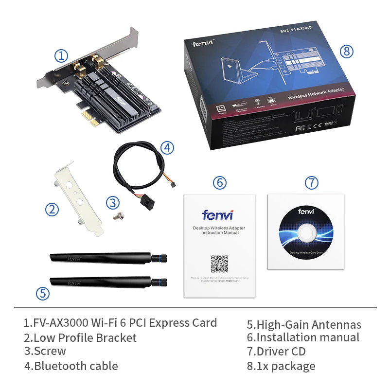 Беспроводной-AC 2400 Мбит/с Настольный PCI-E двухдиапазонный WLAN Wi-Fi адаптер для Wi-Fi 6 AX200NGW 802.11ac/ax BT5.0 с антеннами