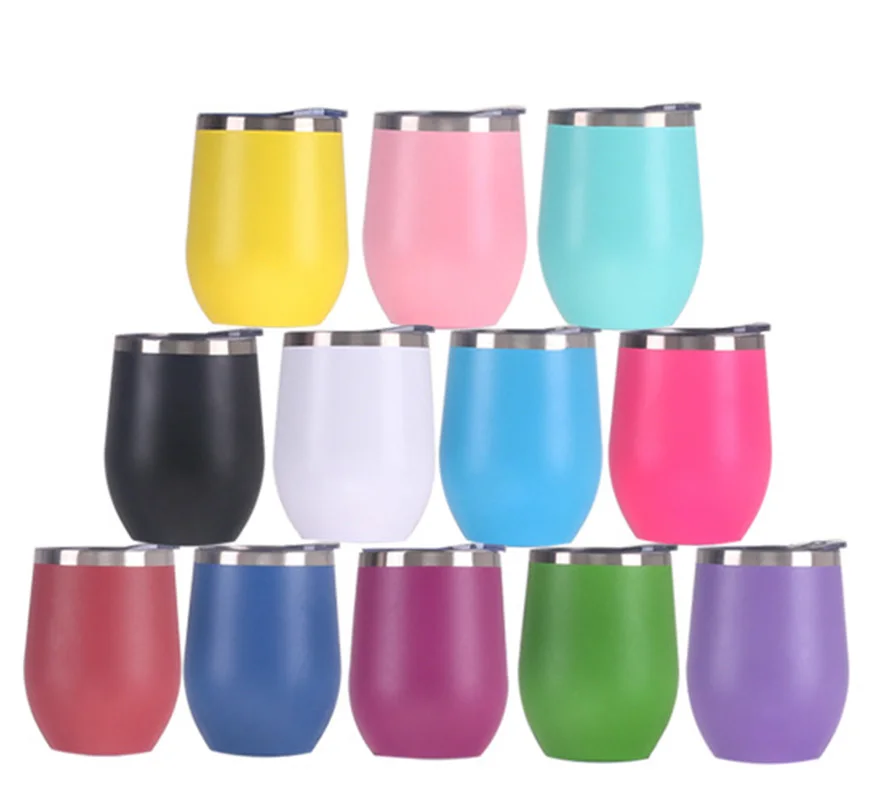 

Stainless Steel Wine Glasses 12OZ Vacuum Coffee Cups Vacuum Thermos Cup Tumbler Egg Cups Wholesale Beer Champagne Water Bottles