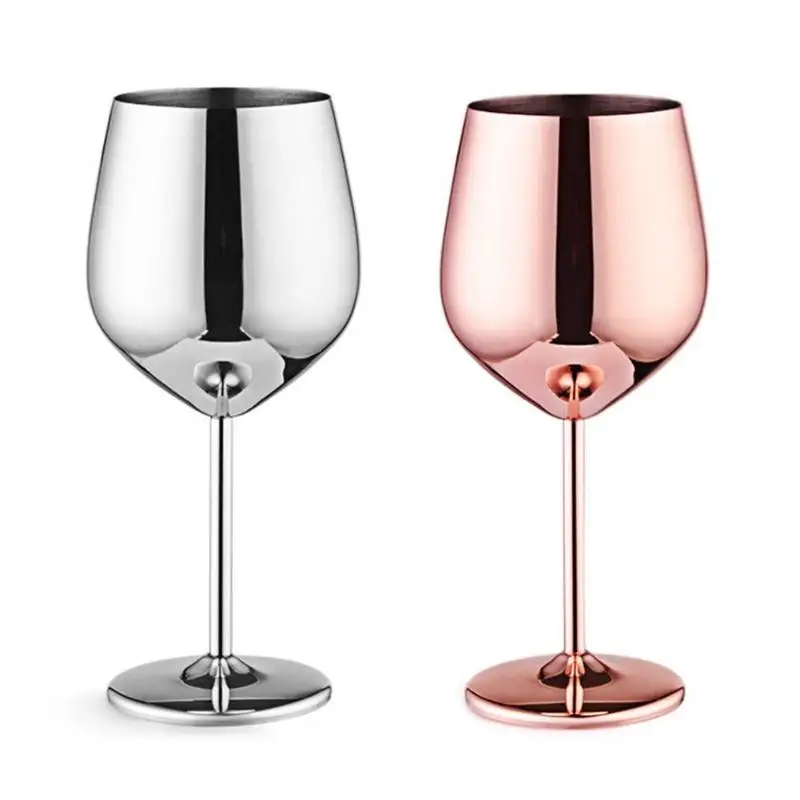 

500mL Wine Glasses Stainless Steel Juice Drink Champagne Goblet Drum Shape Shatterproof Red Wine Cup Party Barware Kitchen Tools