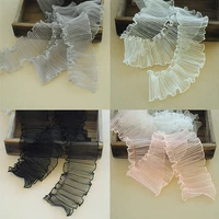 10cm wide color pleated organ side tulle lace fabric diy clothing leader mouth skirt trim wedding dress sofa sewing accessories
