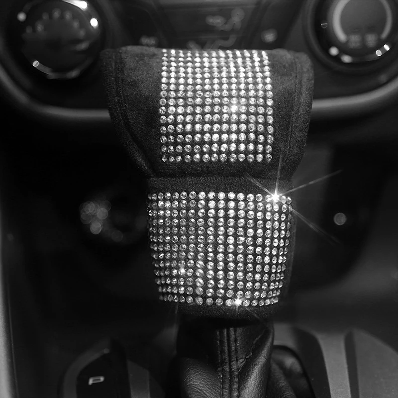 

Car Diamond Shift Gear Knob Cover Handbrake Cover for Cars Rhinestone Comfortable Non-slip Suit Bling Car Accessories Interior