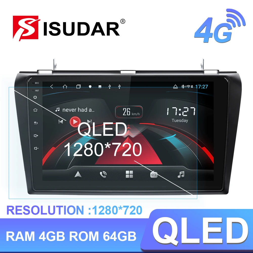Автомагнитола Isudar H53 4G Android 1 Din для MAZDA 2003 2009 Автомобильная Мультимедийная система