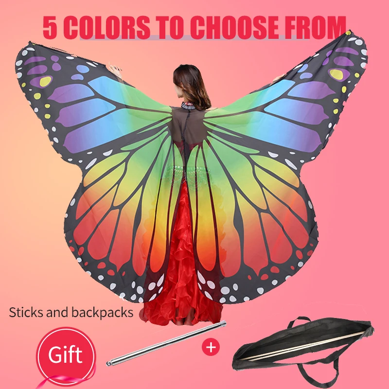 Женский костюм для танца живота с крыльями бабочки шифоновый аксессуар принтом