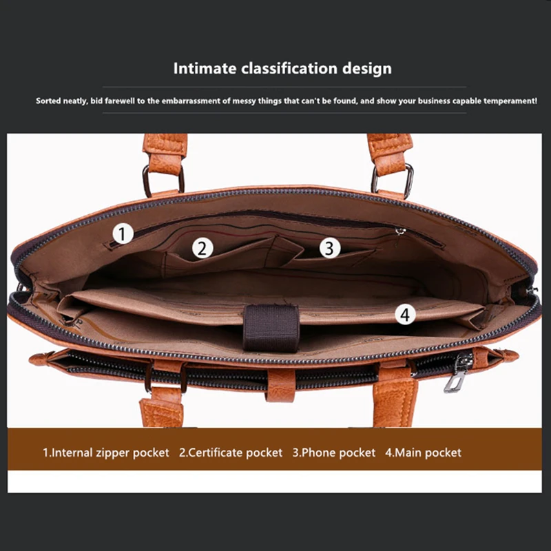 JEEP BULUO Men Briefcase BusinessTravel Laptop Bag 14