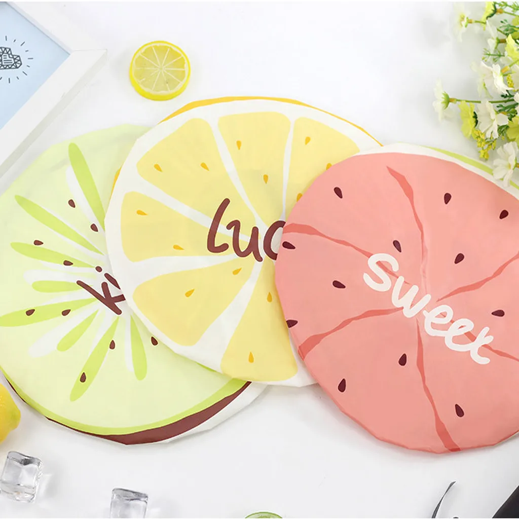 

Anti Hair Loss Fruit Hat Head Cover for Beverage Shop Oil Smoke Proof Cook Shower Hood Hair Cover Watermelon Lemon Bath Spa Cap