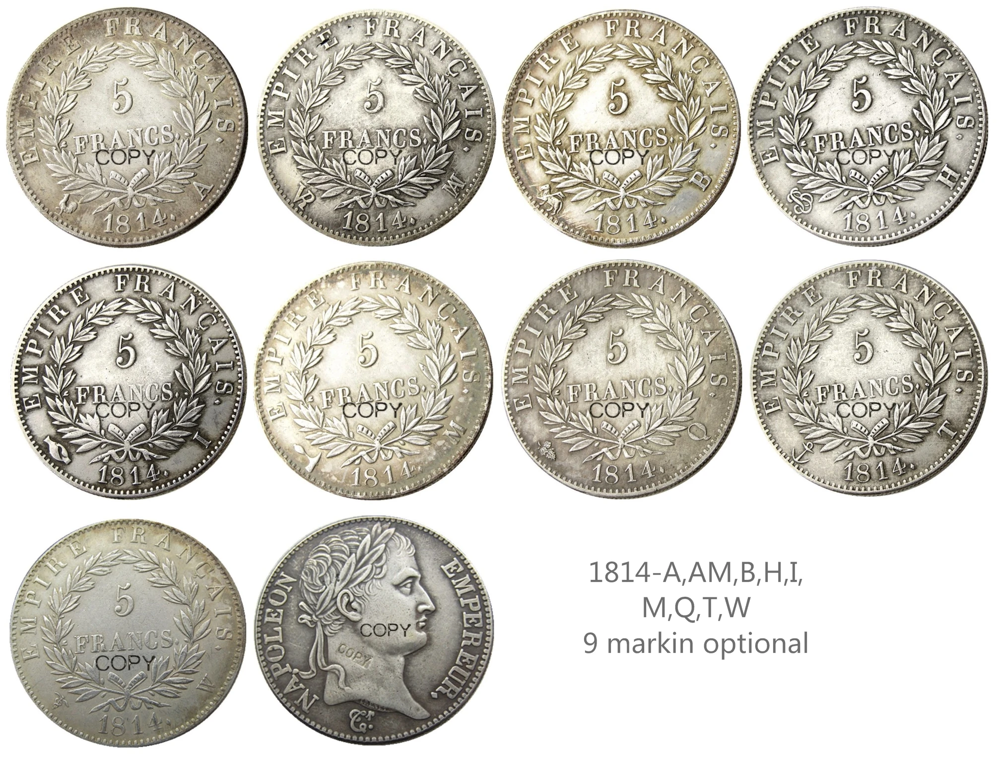 

France 5 Francs 1814 9 markin optional Silver Plated Copy Coins