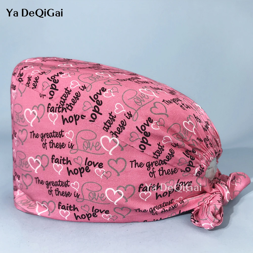 

Fashionable pure cotton unisex high quality nursing cap multicolor printing pet clinic scrub hat hospital doctor hat wholesale