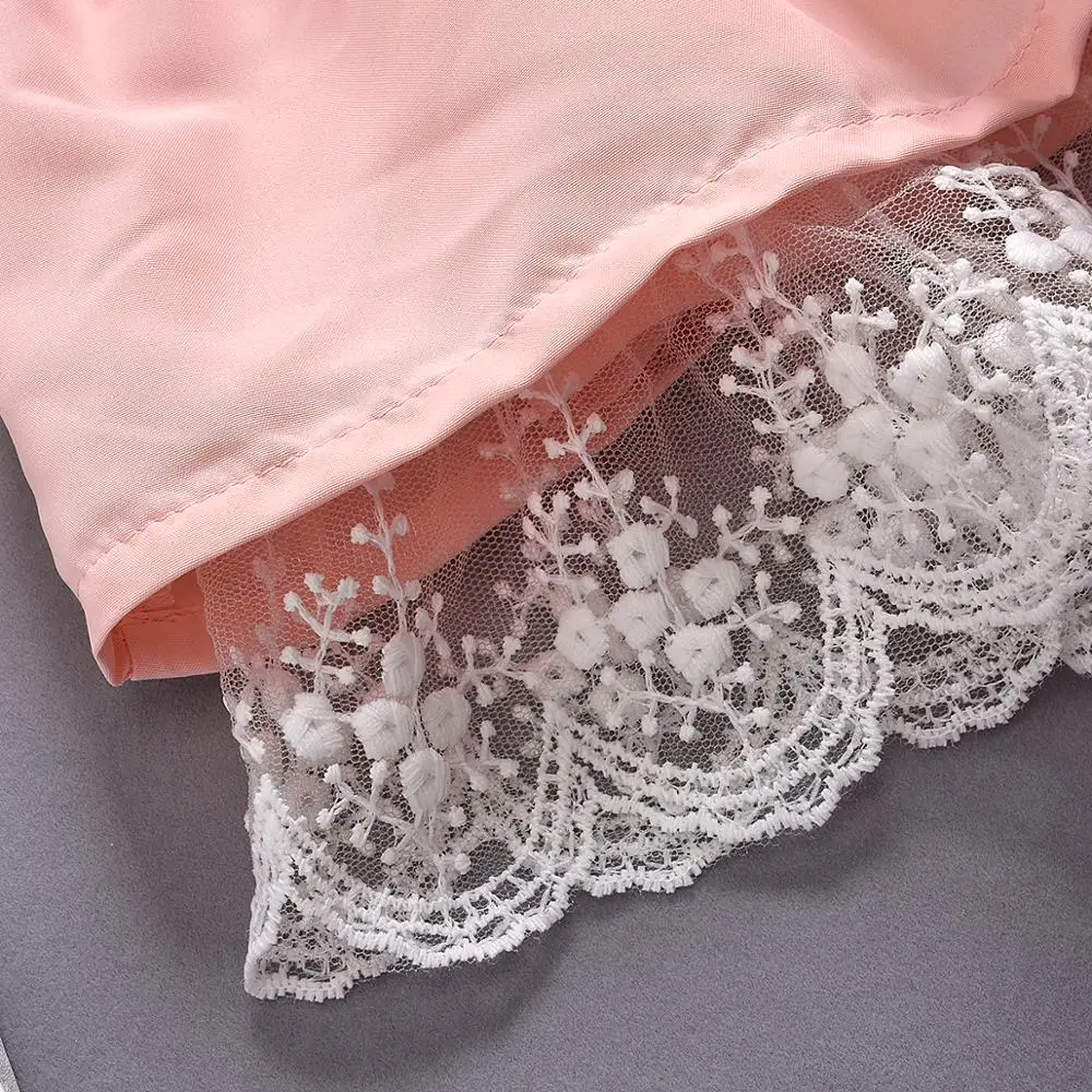 Кружевное розовое платье с длинным рукавом для девочек | Детская одежда и обувь