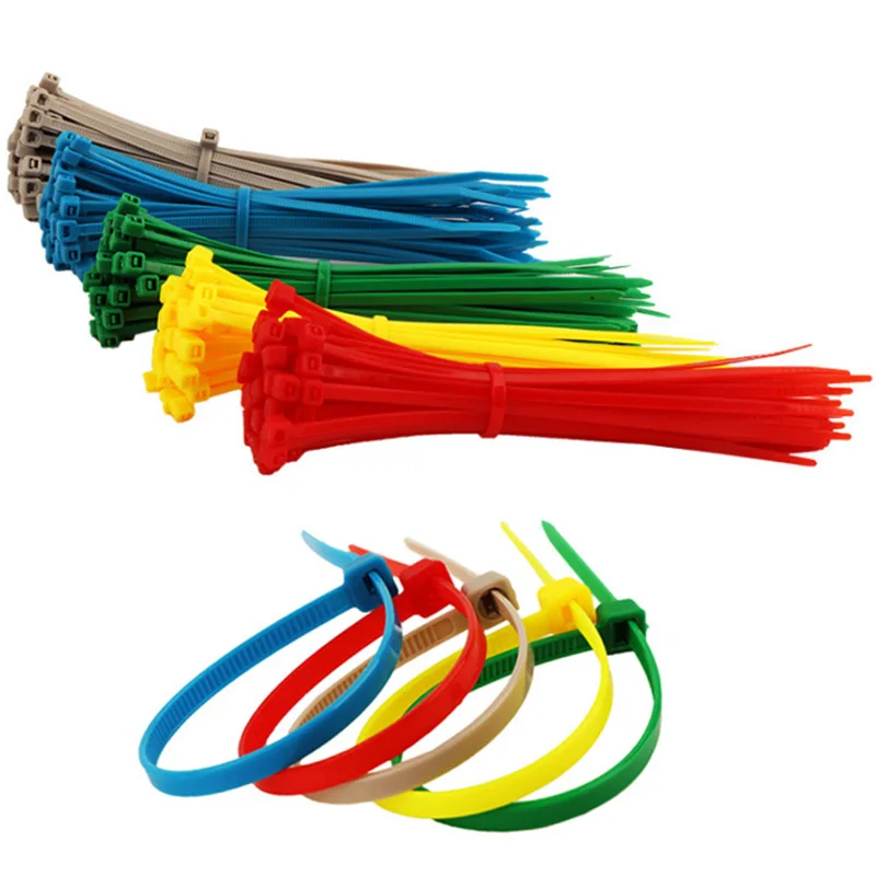 Самоблокирующиеся пластиковые кабельные стяжки 100 шт. застежки-молнии крепежные