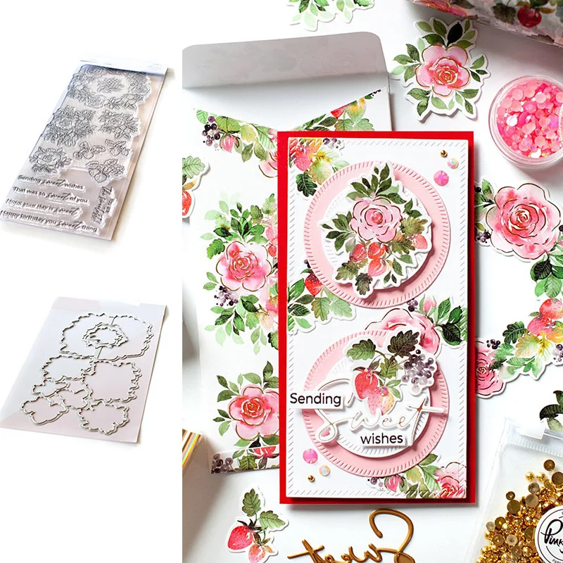 

Flower border Cutting Dies Stamps Scrapbook Diary Decoration Stencil Embossing Template DIY Greeting Card Handmade 2021