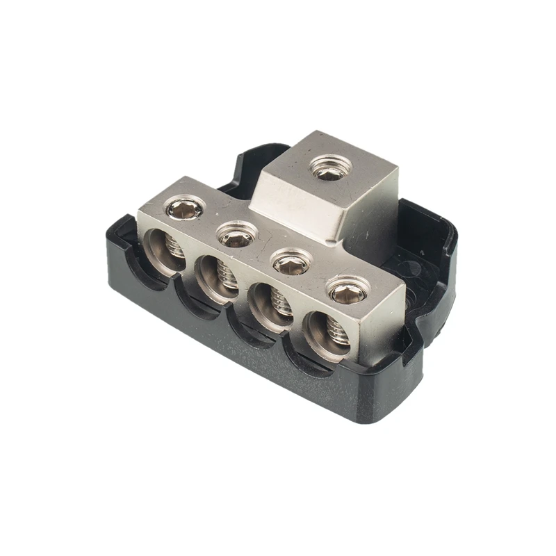

Splitter Fuse Holder Protective 1X0GA in 4x4GA Out High Sensitivity Zinc Alloy Power Distribution Box Block Car Audio