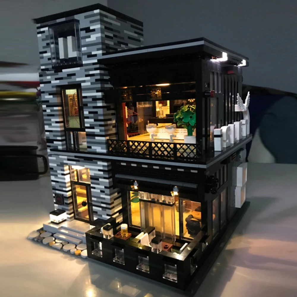 

Ideas creatoring Expert Street View Pub Club Bar 3980PCS Moc Modular Brick Model Building Blocks Parisian Restaurant Cafe Corner