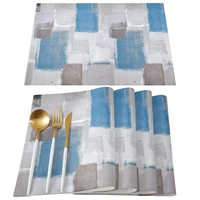 blue paint square graffiti table mats for dining table kitchen table coaster accessories modern home decor car coaster