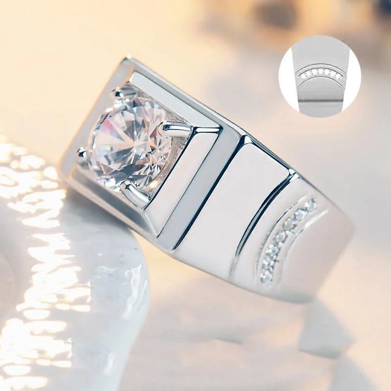 

Vintage Silver Color Finger Anillo AAA Zircon Crystal CZ Rings for Men Women Engagement Wedding Jewelry Bauge Mujer
