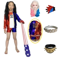 anime carnival harleen quinnzel cosplay costumes accessories monster kids girls party joker jacket suit wig gloves costumes
