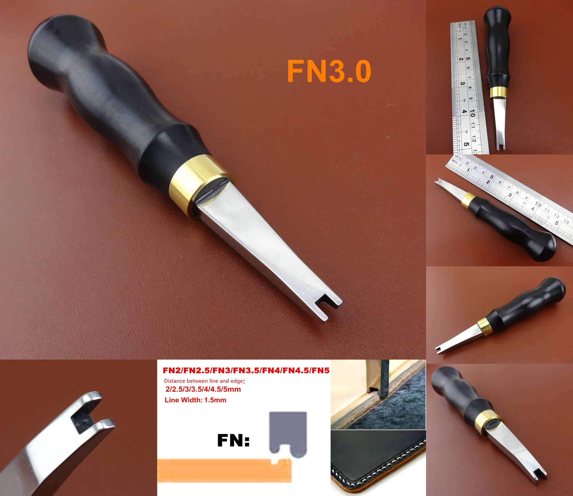 1 шт. 3 мм кожа ремесла FN Тип пресс канавка Creaser Edger инструмент для украшения