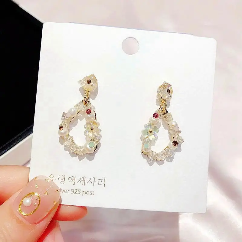 Женские серьги подвески ручной работы оболочка золотого цвета с пресноводным