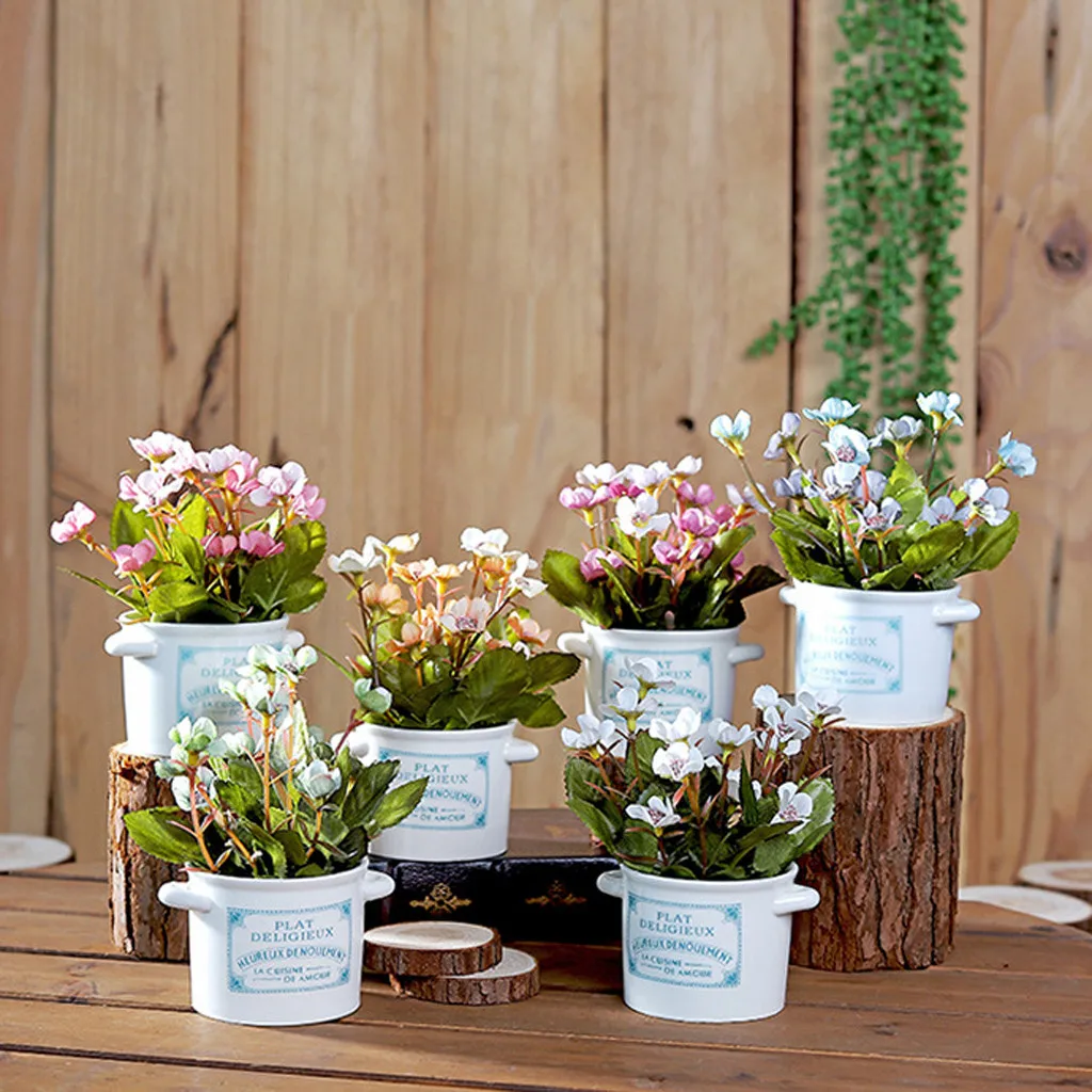 Керамические горшки искусственные растения в горшках гостиная стол