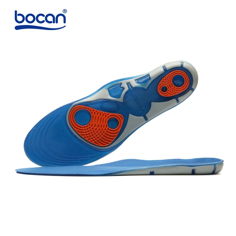 Bocan Silicon Gel Insoles High Quality Foot Care for Plantar Fasciitis Heel Spur Running Sport Insoles Shock Absorption Pads
