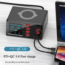 DIYFIX X9 Intelligent Multifucntion Charger With PD+QC 3.0 For iPhone Huawei Fast Wireless Charging USB Digital Display Tool Set