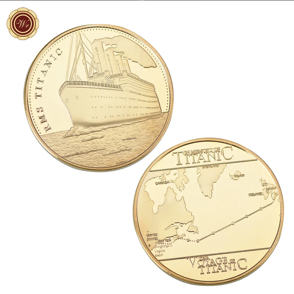 

WR Titanic Commemorative Gold Plated Coin the Voyage of Titanic Challenge Coin Metal Art Crafts Home Decor for Creative Gifts