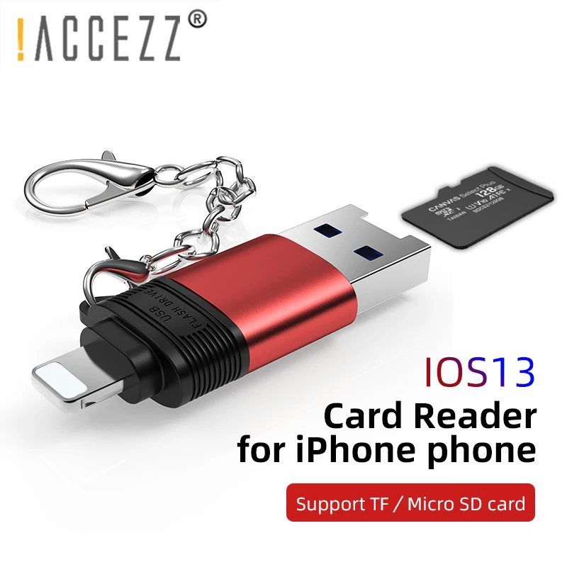 

!ACCEZZ TF Card Reader Adapter For iPhone 11 Pro X XS Max 8 7 6 5 Plus IOS13 Memory Cards Micro SD Card Reader For ipad Computer