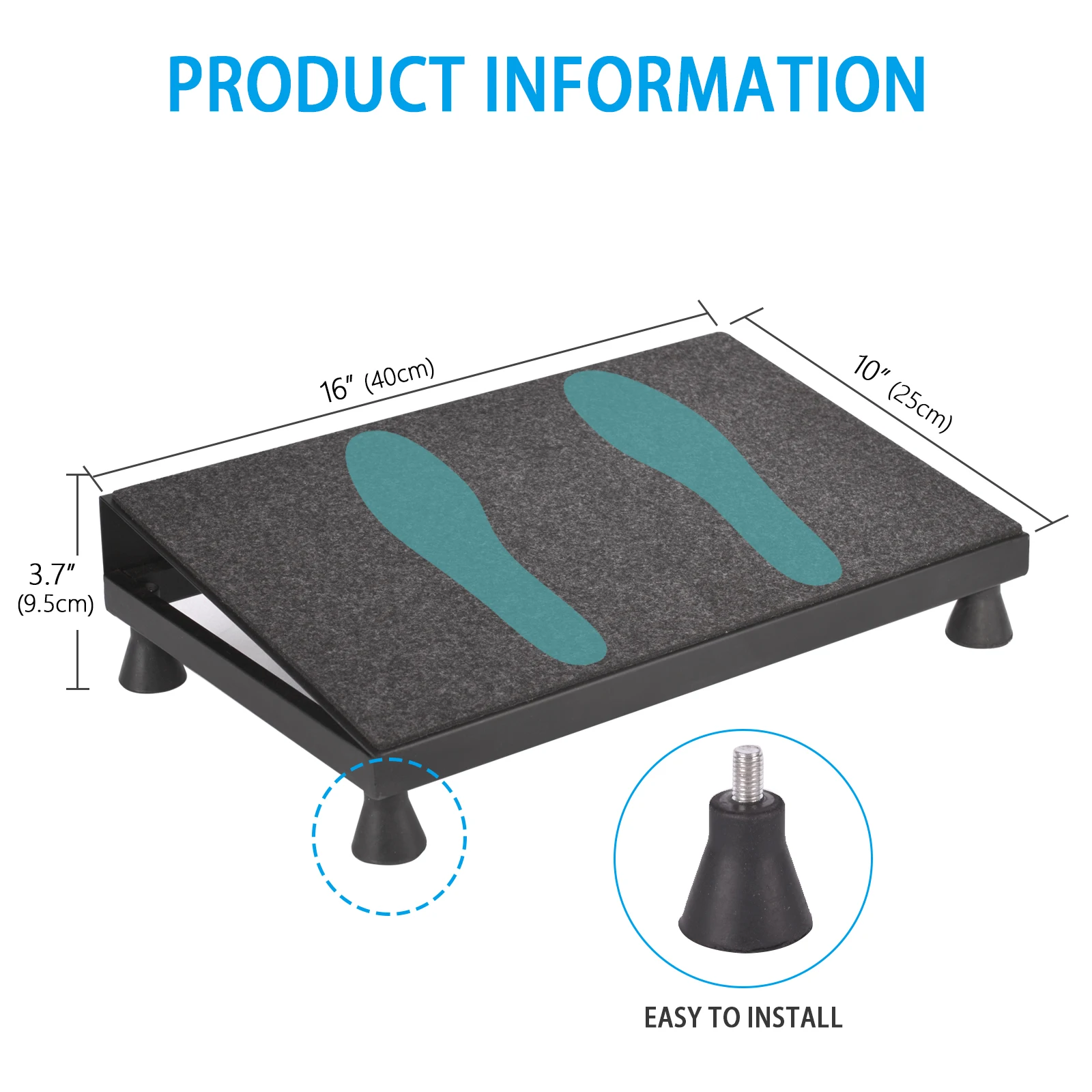Эргономичная подставка для ног с максимальной нагрузкой 120 фунтов и нескользящей