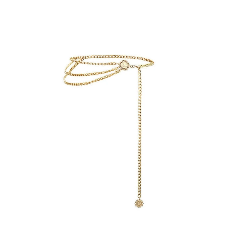 style 1 gold Роскошные дизайнерские ремни для женщин модные золотые узкие металлические массивные бахромы корсет цепной ремень на талию подарки - Цвет: style 1 gold