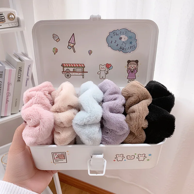 

Hair Ropes Plush Elastic Scrunchies Hairbands For Women Fashion Bow Hair Rubber Band Tie Ladies Ponytail Holder Hair Accessories