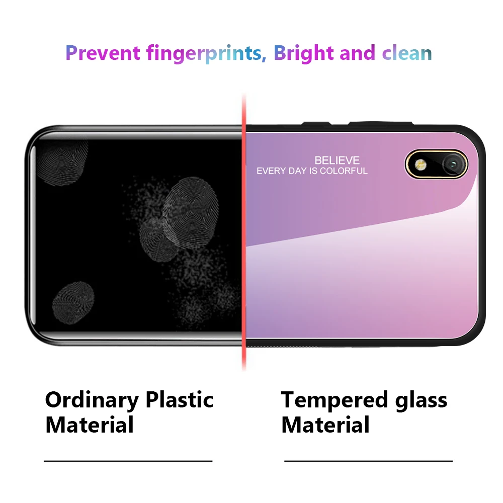 For Honor 8S 8 S Case Gradient Tempered Glass Hard TPU Silicone Frame Back Cover for Huawei Y5 2019 Shockproof |