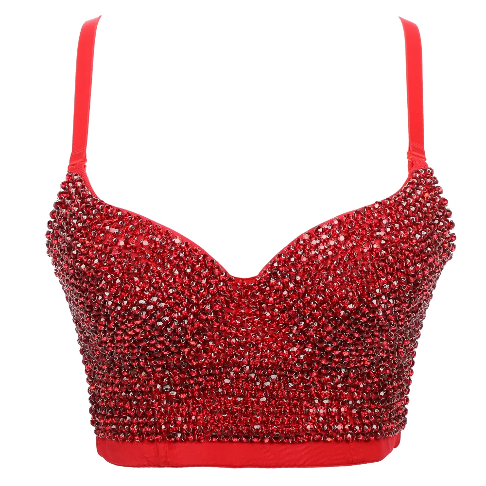 Rhinestone Top Rave Festival Clothing Glitter Bustier Silver Sexy Crop Top Party Night  Diamond Christmas Clothing DB900