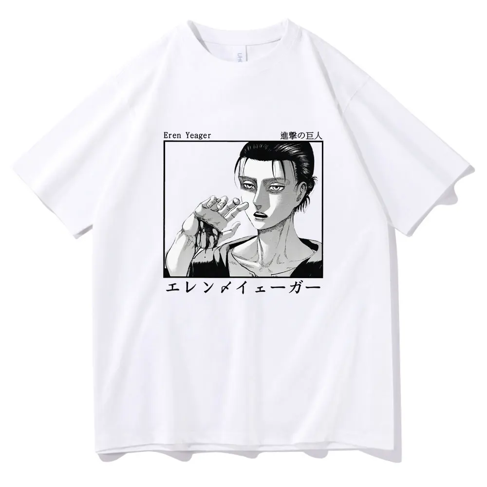 

Attack on Titan Japan Anime T Shirt Fashion Eren Yeager Pattern Print Short Sleeve Funny Harajuku Casual Men Women Loose T-shirt