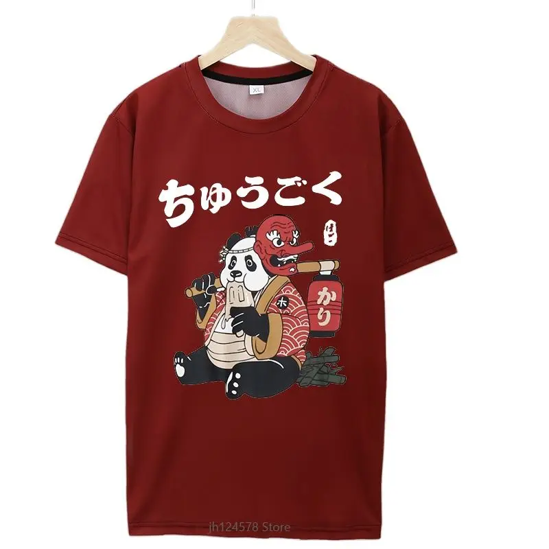

2021 New Men Japanese Streetwear Funny Fat Panda Samurai 3D Print T-Shirt Harajuku Casual Summer Short Sleeve Tshirt Tops