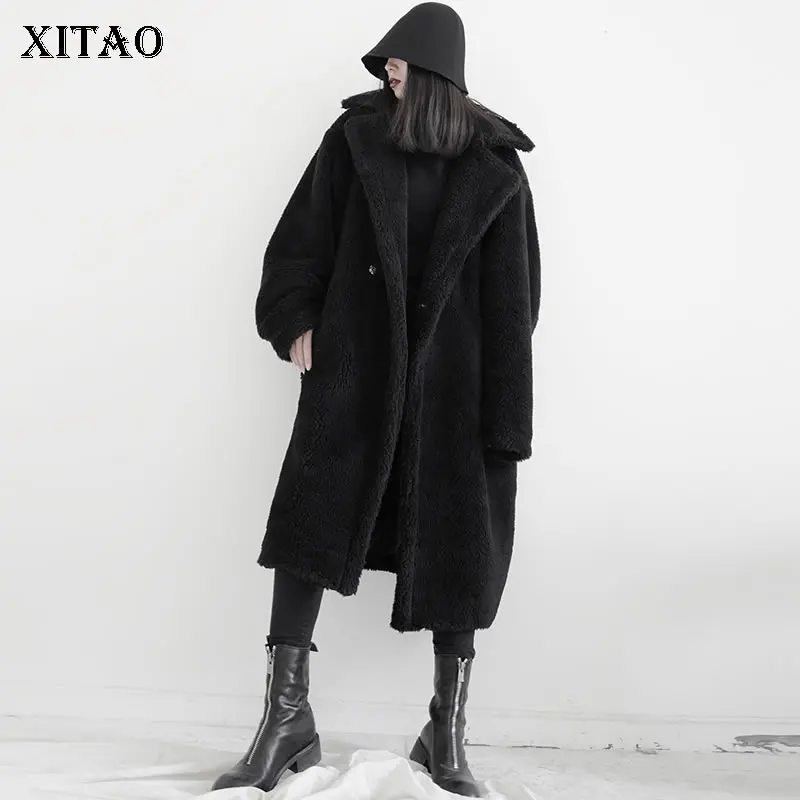 XITAO размера плюс темная Женская одежда с карманами 2019 модное свободное