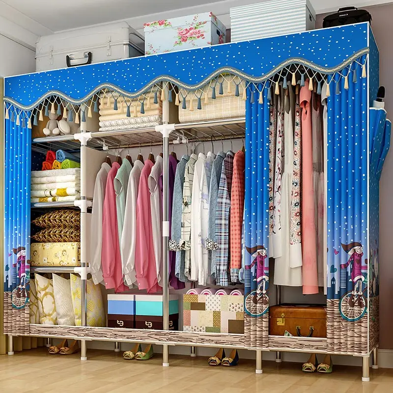 Cloth Wardrobe For clothes Fabric Folding Portable Closet Storage Cabinet Bedroom Home Furniture | Мебель