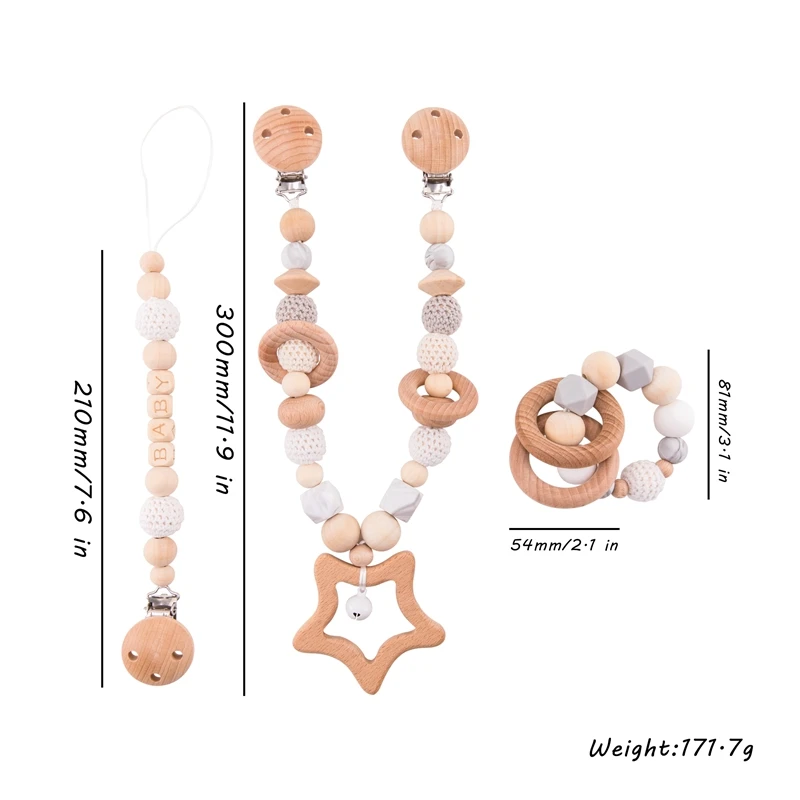 Let'S Make/1 Набор детских игрушек, деревянная коляска, игра для младенцев, Детская Музыкальная погремушка, персонализированная цепочка-соска для детей 0-12 месяцев