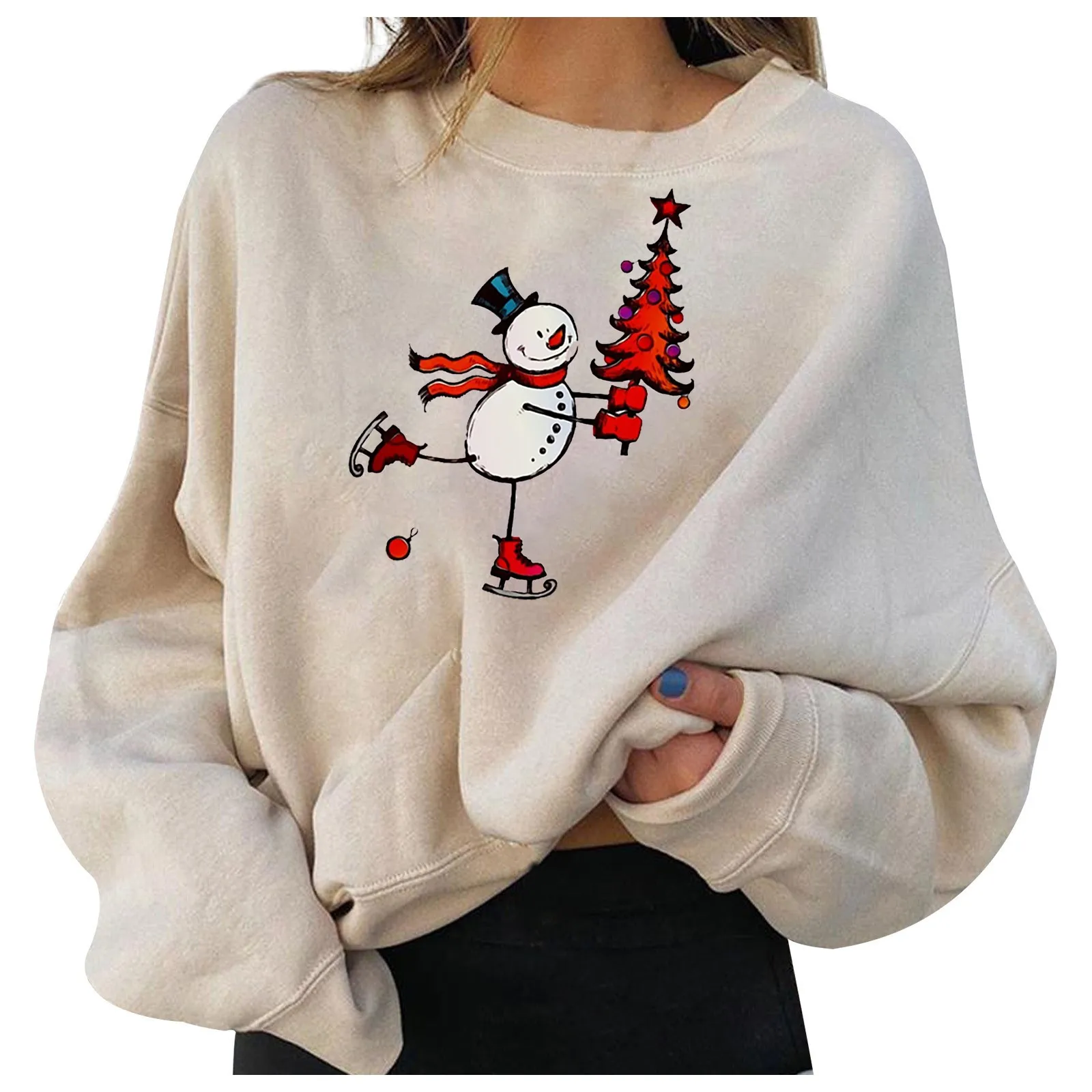 

Christmas Ladies sweatshirt Fashion Women's Funny Ugly Christmas Long Sleeve Funny Print Top Hiliarious Holiday Comfy Pullovers