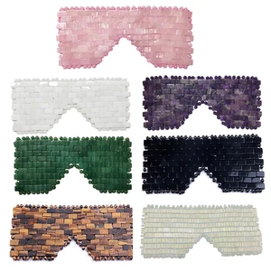 Розовая кварцевая маска для глаз, массажер, натуральная Нефритовая маска для глаз, каменная маска для сна, массажер для лица, маска для сна для глаз, Средство Для Расслабления Глаз