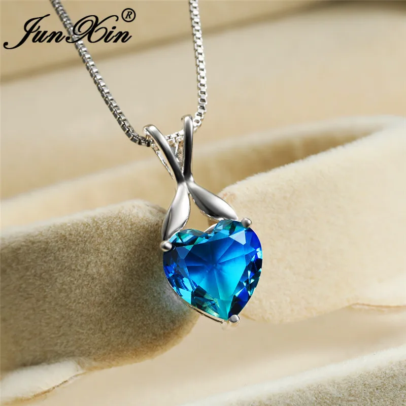 День Святого Валентина Девушки Радуга кристалл кулон сердце свадебные жемчужные