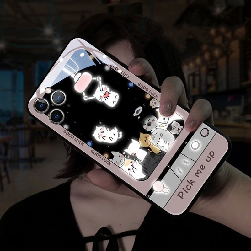Милый светящийся чехол из закаленного стекла для iPhone 11 12 Pro Max 7 8 Plus X XR XS SE 2020 |