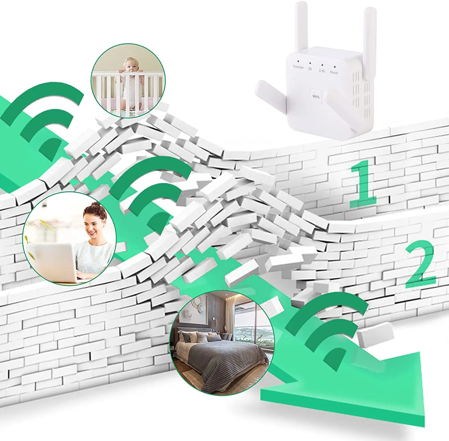 Репитер-усилитель Wi-Fi JCKEL AC1200 1200 м | Компьютеры и офис