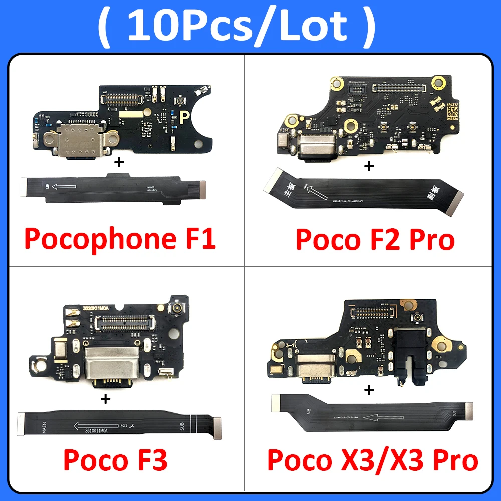 

10Pcs/Lot, USB Charge Port Jack Dock Connector Charging Board For Xiaomi Poco F2 Pro F1 F3 X3 With Mainboard Main Flex Cable