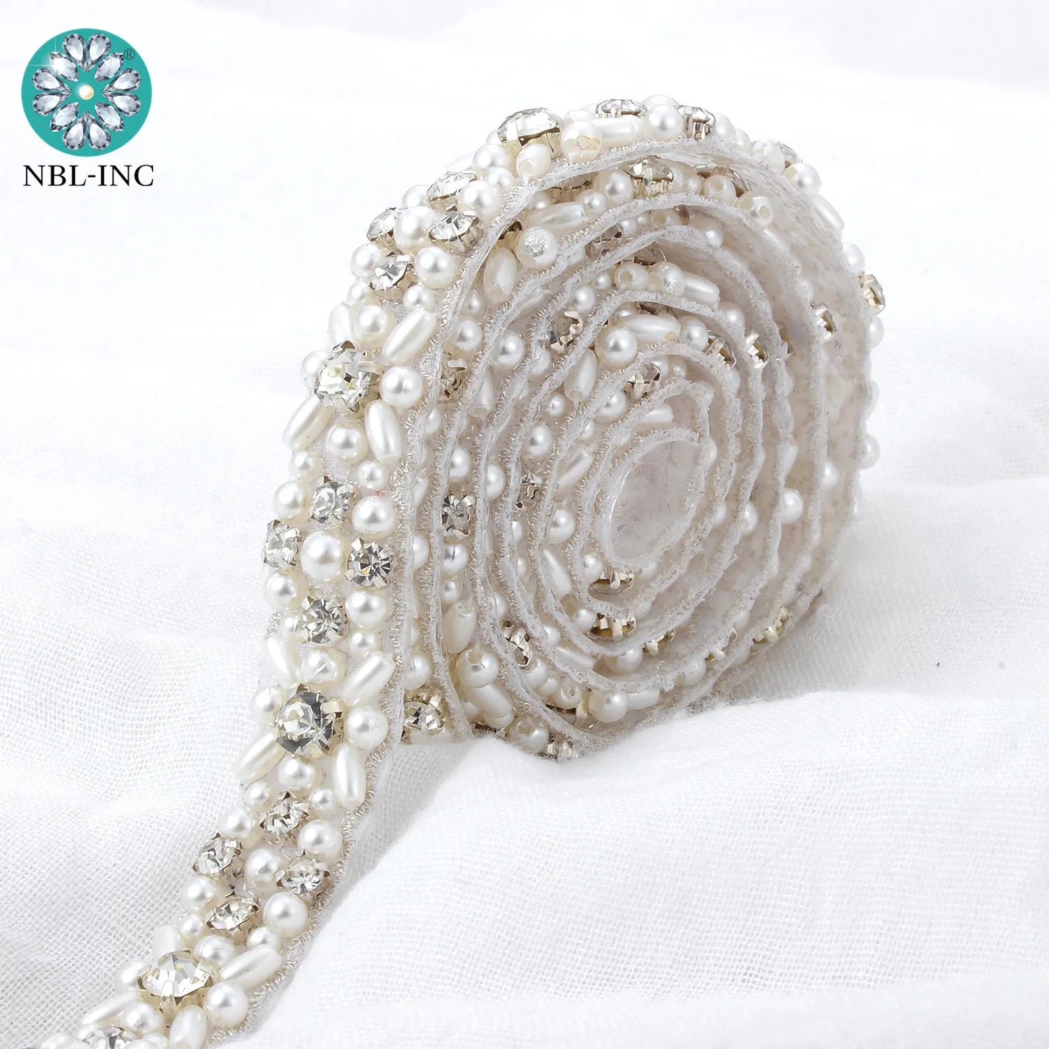 (1 ярд) жемчужные стразы аппликация отделка свадебное платье свадебные