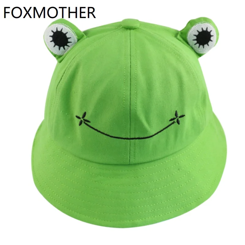 Панама FOXMOTHER летняя, с принтом в виде зеленой, черной лягушки, мультяшная ведро шляпа