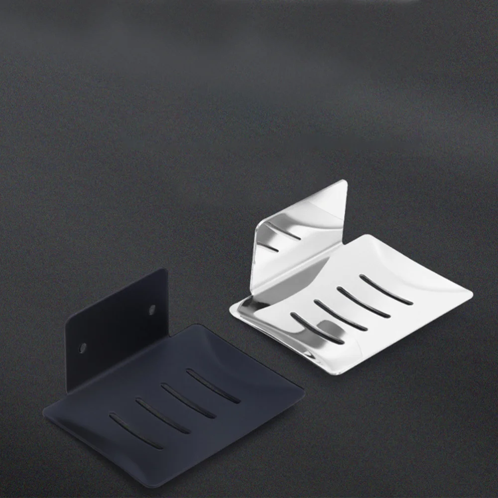 

Stainless Steel Soap Rack Soap Draining Board Practical Wall Mounted Soap Rack Bathroom Soap Storage Box (Punch)