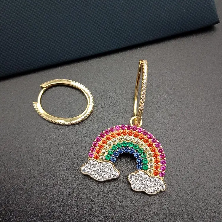 Новые асимметричные дизайнерские Разноцветные серьги кольца с искусственными