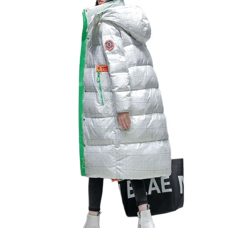 Модная длинная пуховая куртка для женщин облегающее зимнее пальто на молнии с